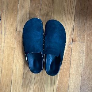 J. Crew Black Suede Gold Studded Clogs